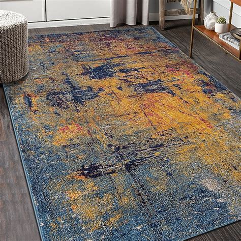 Amer Rugs 3 x 8 (ft) Polypropylene Orange/Blue Rectangular Indoor ...