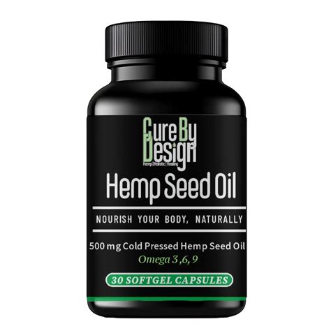 Cure By Design Hemp Seed Oil Softgel Capsules 500mg | Heart Health ...