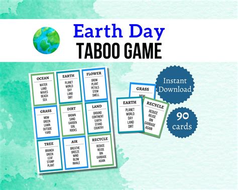 Buy Earth Day Taboo Card Game, Printable Earth Day Party Game for Kids ...