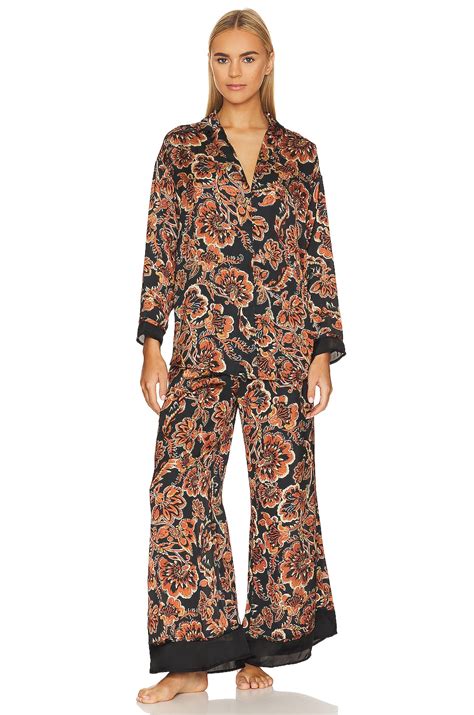 Free People Dreamy Days Pajama Set in Black Combo | REVOLVE