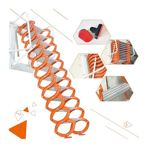 Step Ladders Orange Folding Ladder Loft Stairs Wall Mounted Folding ...