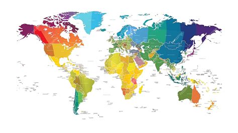 Premium Photo | Colorful map of the world with country names The map is divided into different ...