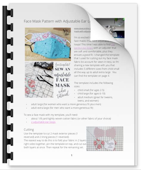 Image result for Adjustable Face Mask Pattern