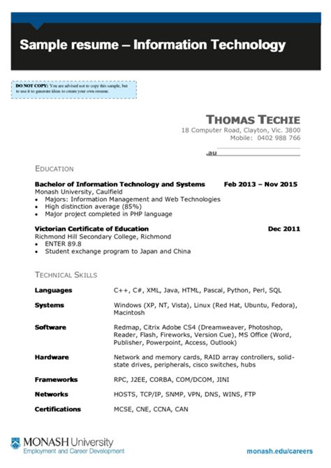 Image result for Information Technology Sample Resume