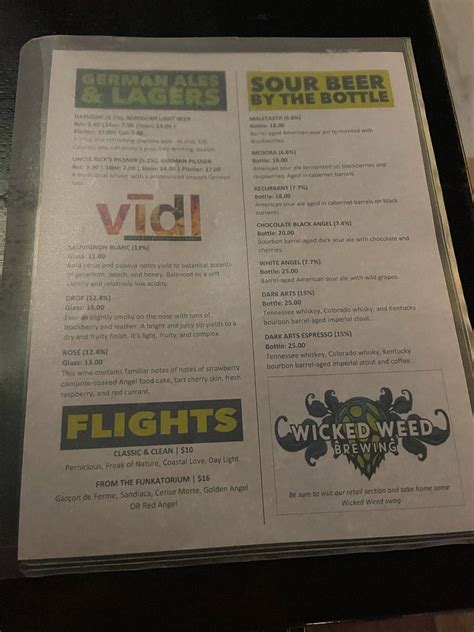 Menu at WICKED WEED SMOKEHOUSE restaurant, Cherokee