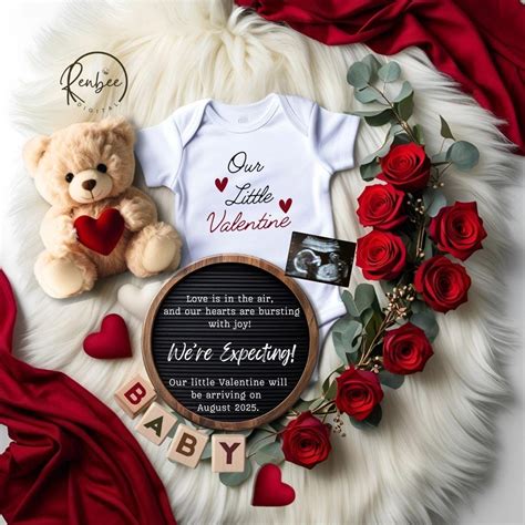 Editable Template Valentines Day Pregnancy Announcement Digital ...