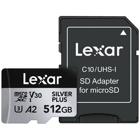 Lexar 512GB Professional Silver Plus microSDXC Memory Card w/SD Adapter ...