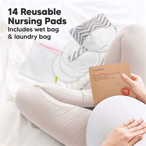 14-Pack Organic Bamboo Nursing Pads - Reusable Breast Pads for ...