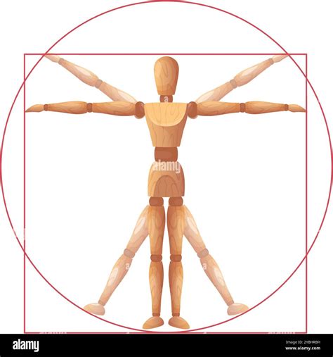 Vitruvian man mannequin. Wooden dummy sculpture in iconic Leonardo da ...