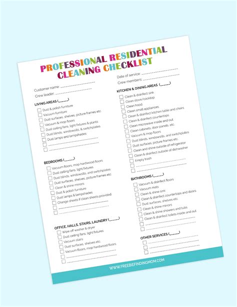 Professional House Cleaning List Printable Checklist