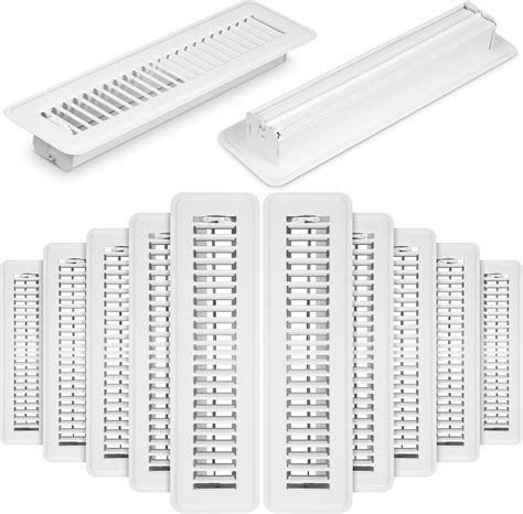 Yaocom 12 Pcs 2" x 12" White Heavy Duty Steel Floor Register Bulk ...