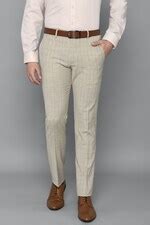 Buy Men Beige Slim Fit Check Flat Front Formal Trousers Online - 742042 ...
