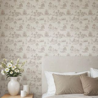Chic Toile Beige & White Wallpaper Roll | Life n Colors