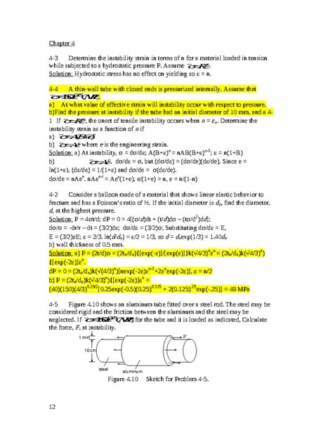 Solution Manual: Chapter 4 Exercises on Material Instability and Strain ...