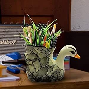TSK Ceramic Handmade Texture Duck Planter (3D Black Grey) for Indoor ...