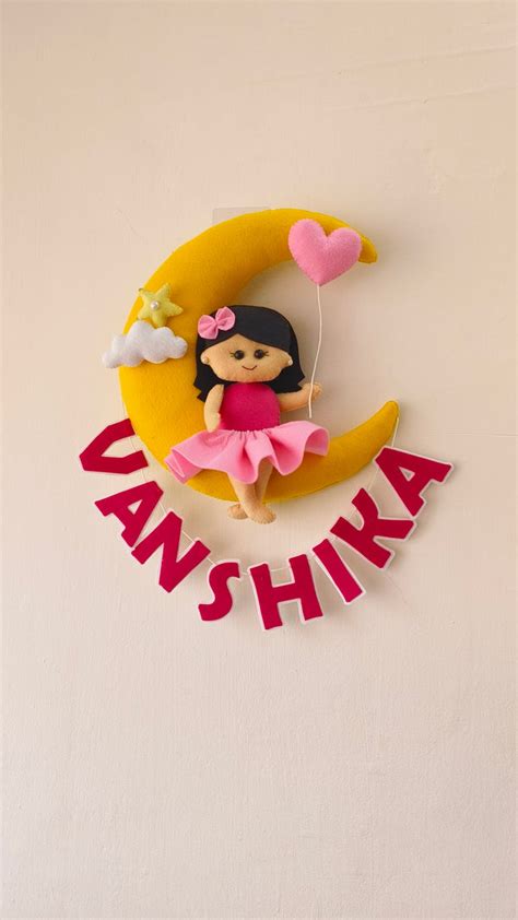 Girl on a moon Customized Name Plate Wall Hanging