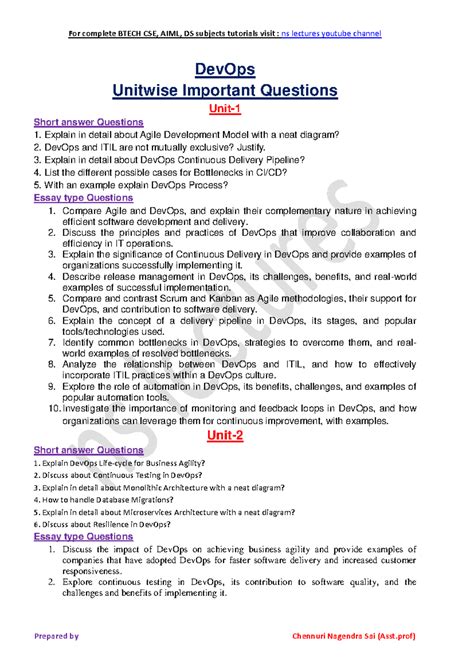 DevOps Unitwise Important Questions for BTECH CSE, AIML, DS - Studocu