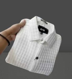 ManlyAttire Men Self Design Casual White Shirt - Buy ManlyAttire Men ...