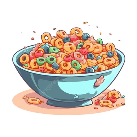 Cereal Clipart Colorful Food Cartoon Cereal Bowl With Colorful Cereals ...