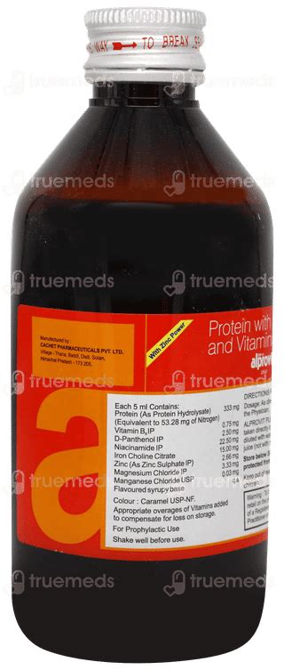 Alprovit Plus Syrup 200 Ml - Uses, Side Effects, Dosage, Price | Truemeds