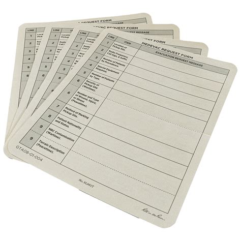 9-Line Medevac Combat Card, 5"x6", (50/pk) — CTOMS