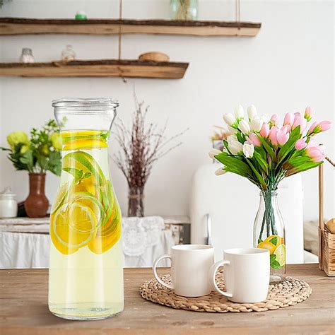 Glass Pitcher Carafes with Lids with Lids - 34oz Milk and Juice ...