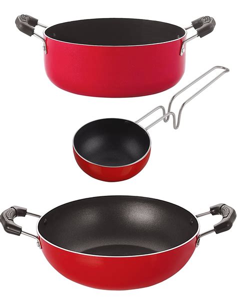 Buy Nirlon Non-Stick Aluminium Gas Compatible 3 Piece Cookware Utencil ...