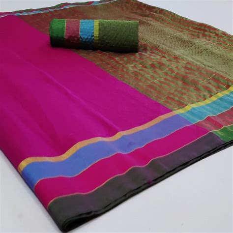 Glorious Dark Pink Colored Festive Wear Woven Cotton Saree