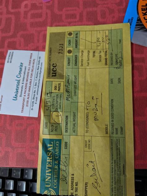 Universal Courier product not couriered no tracking number provided ...