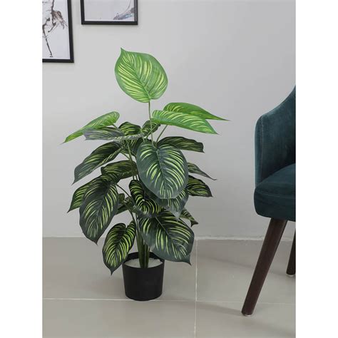 Buy ARICK DECOR Artificial Tabooj Plants with Basic Black Pot 24 Leaves ...