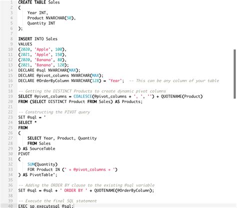 Pivot Table in SQL Server 的图像结果