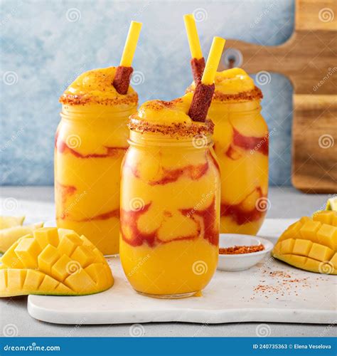 Mangonada Mexican Mango Smoothie with Chamoy Sauce and Lime Seasoning ...