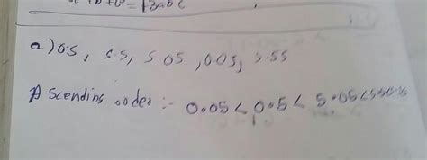 6.Arrange the following decimals in ascending order : (a) 0.5, 5.5, 5. ...