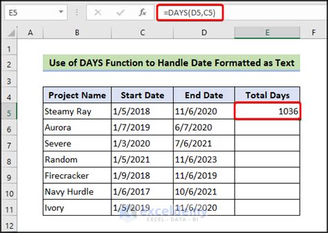 How to Use Days Function in Excel 的图像结果