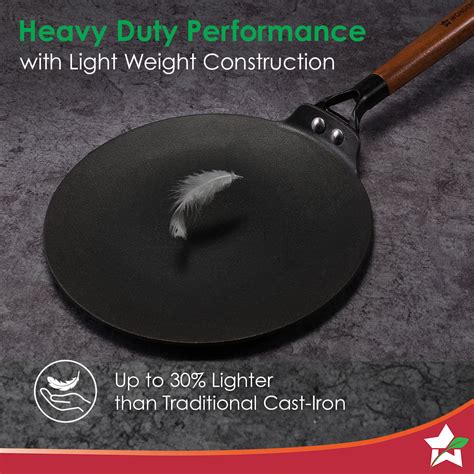 Ferro Light-weight Cast-iron Roti Tawa | 26cm | Pre-seasoned with 100% ...