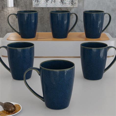 The Earth Store Galaxy Blue Coffee Mug Set of 6 Ceramic Mugs to Gift to ...