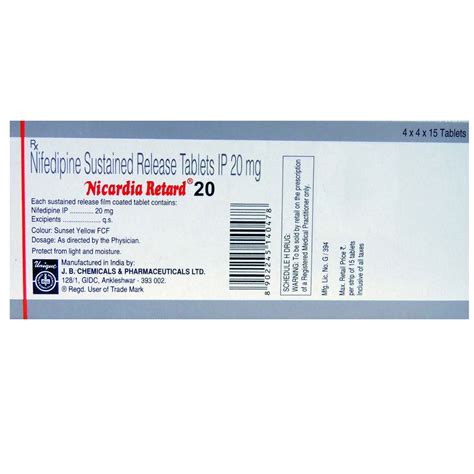 Nicardia Retard 20 Tablet | Uses, Side Effects, Price | Apollo Pharmacy