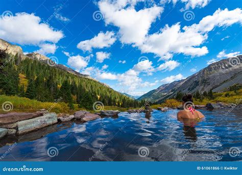 Girl in Conundrum Hot Springs Stock Photo - Image of outside, springs ...