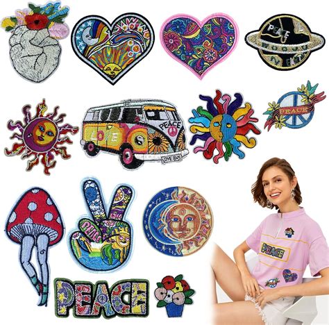 13 PCS Embroidered Assorted Iron on Patches for Clothing, Sew on Repair ...