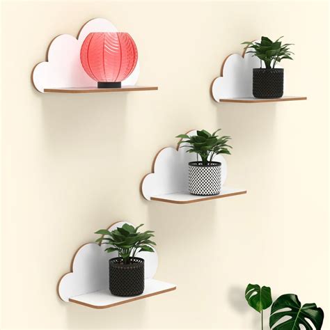 Buy HOME SPARKLE Set of 4 Cloud Floating Wall Shelves - White from Home ...