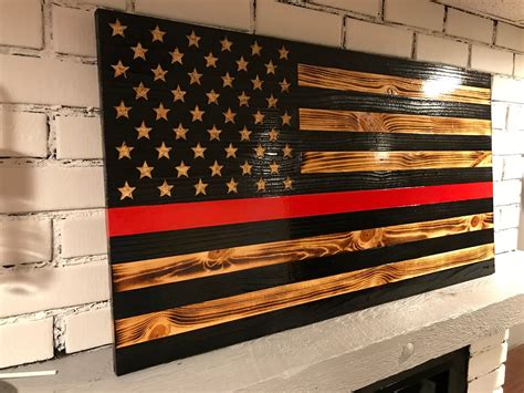 Thin red line american wooden rustic charred flag – Artofit