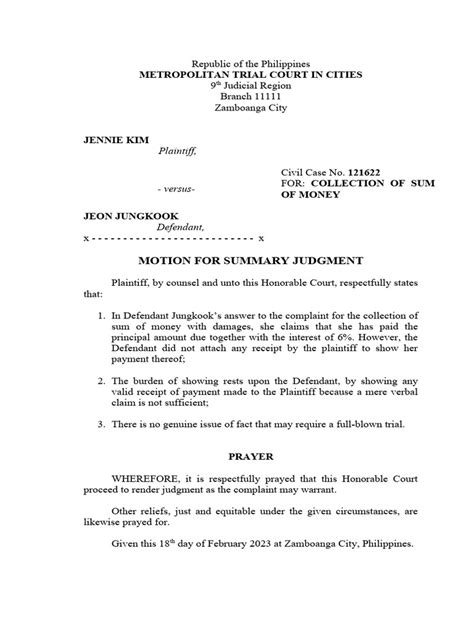 Summary judgment Examples 的图像结果