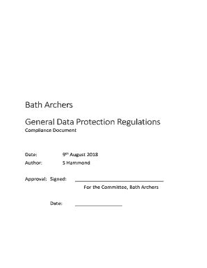 Fillable Online Bath Archers GDPR Fax Email Print - pdfFiller