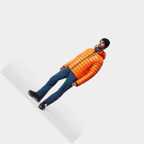 The North Face Down Jackets Outlet - Red Orange Men Summit Hooded