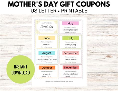 Buy Mother's Day Coupon Printables, Best Mom Coupon Gift, Mom's Day Off ...