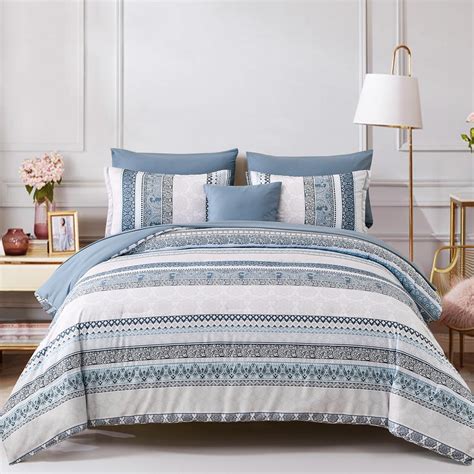 Boho Comforter Set King Size Light Blue Comforter Set 8 Piece Bed in a ...