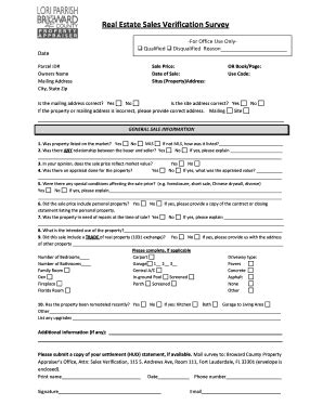 Real Estate Sales Verification Survey - Broward County Property ...