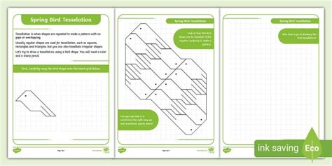 Spring Bird Tessellation Activity - First Level - Twinkl