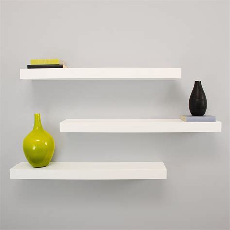 white floating shelves