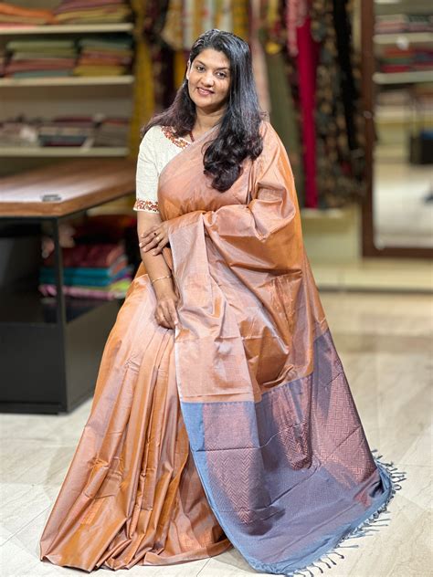 Copper Zari Weaved Semi Silk Saree | KRK418 – Aham Designer Boutique